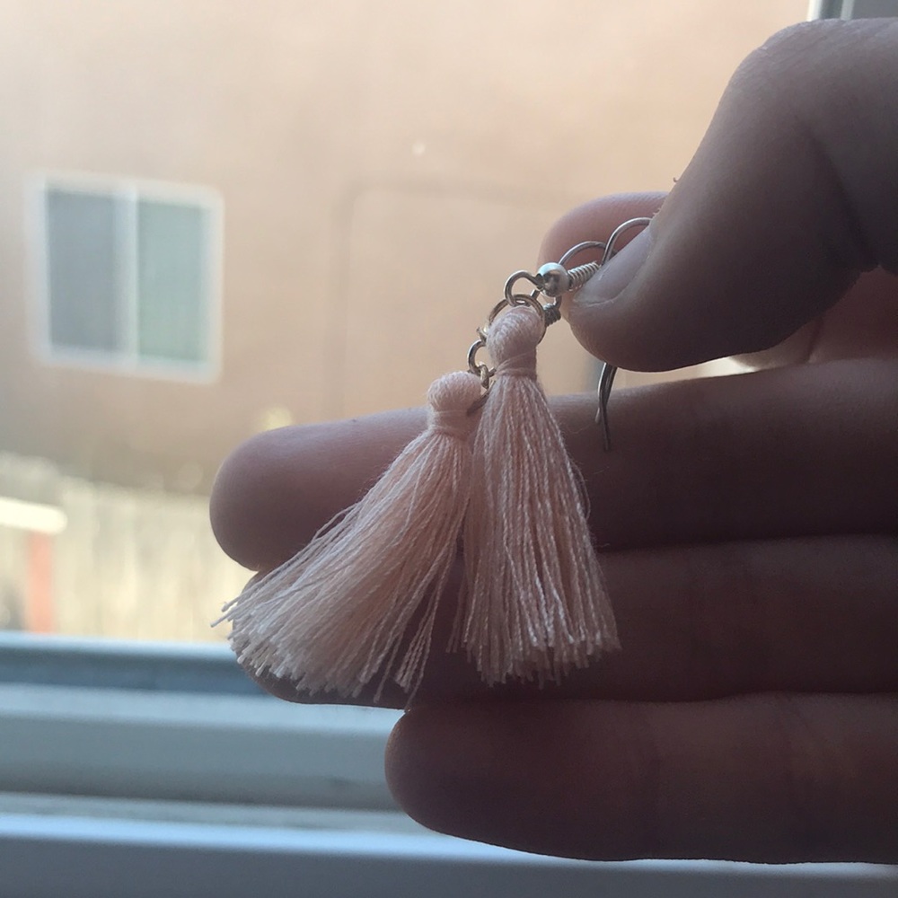 Peach colored tassel earrings!!